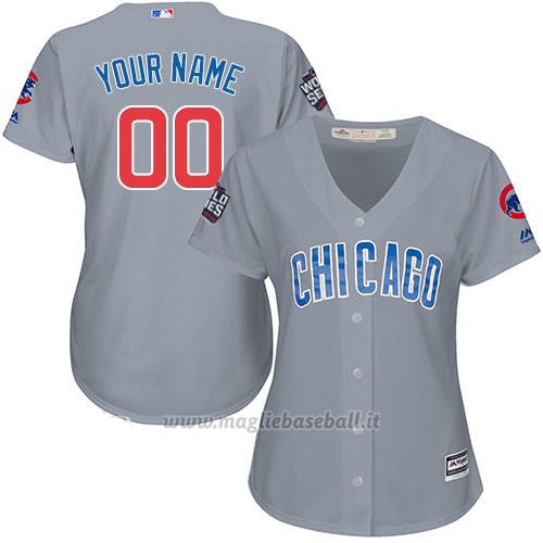 Maglia Baseball Donna Chicago Cubs Personalizzate Grigio